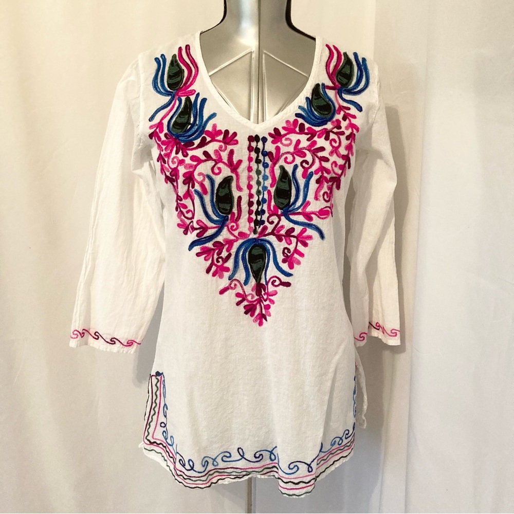 Shoe Shack Boho Embroidered Blouse L